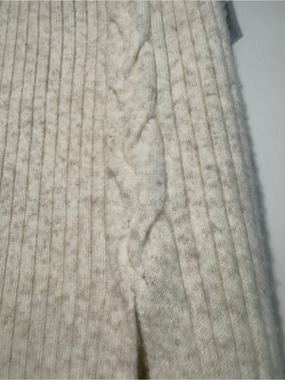NWT Ophelia Roe Wool Blend Cable Knit Midi Sweater Skirt Cream Side Slit Size L - Picture 4 of 8